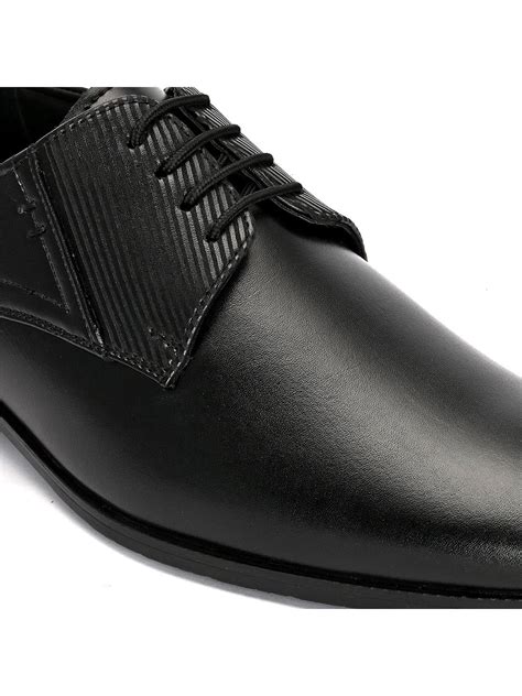 Hydes N Hues Men Black Textured Formal Derbys