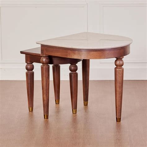 Buy Dastkari Marble Top Nest of 2 Tables - Brown from Home Centre at ...