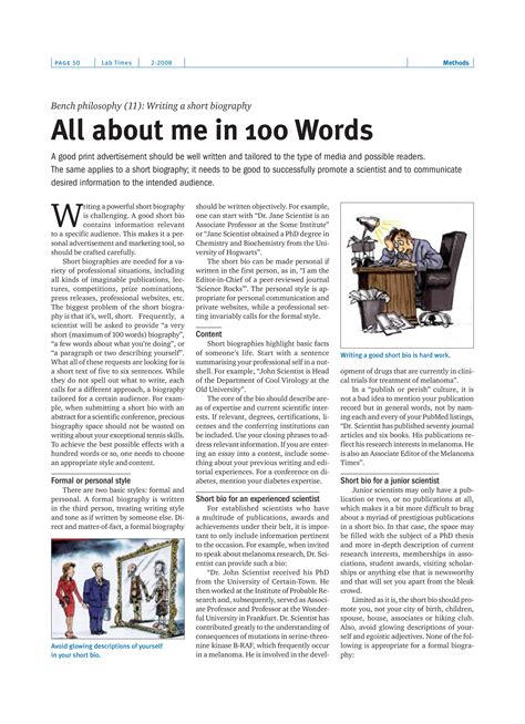 Image result for Short Biography Examples