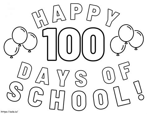 Printable Happy 100 Days Of School coloring page