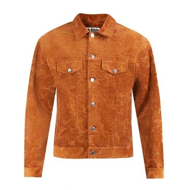Buy Men Brown Long Sleeves All Over Print Corduroy Trucker Jacket ...