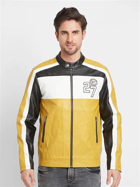 Being Human Men Jackets-Yellow And Navy And White