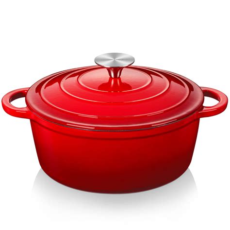 Buy Velaze Casserole Dish Cast Iron Braising Pan Oval, Classic Red ...