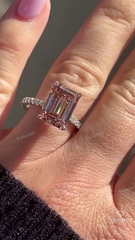 emerald cut engagement ring lab created