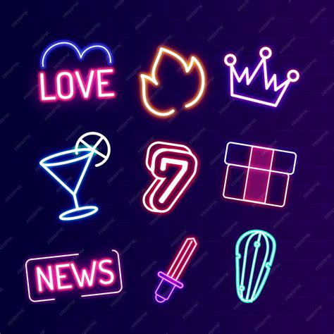 Gradient neon sticker collection template | Premium Vector