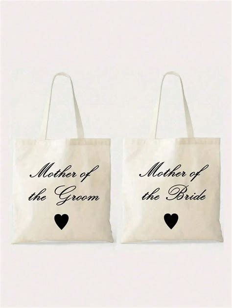 2pcs/Set Bridal Party Canvas Bags, Bride And Groom Mother Portable Tote ...
