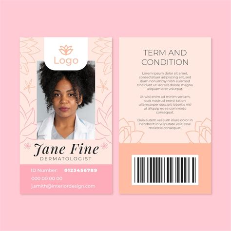 Aesthetic medicine and treatment id card template | Free Vector