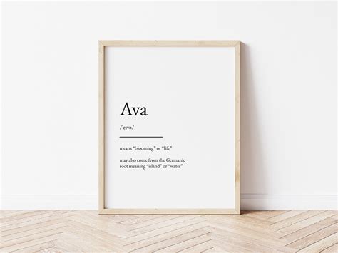 Ava Name Meaning Print, Name Print, Wall Art, Minimalist Print ...