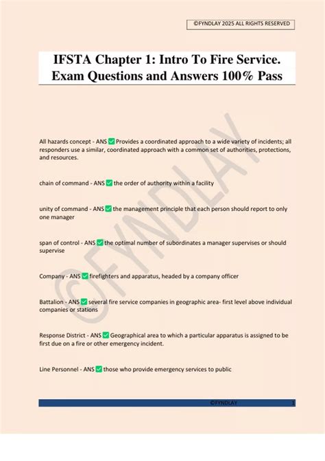 IFSTA Chapter 1: Intro To Fire Service. Exam Questions and Answers 100% ...