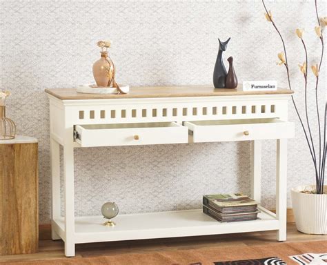 Alexandria Solid Wood Console Table-Two Drawer