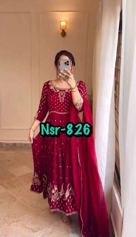 NSR 826 ROSE MAROON HEAVY DESIGNER GOWN BOTTOM WITH DUPATTA SET AT BEST ...