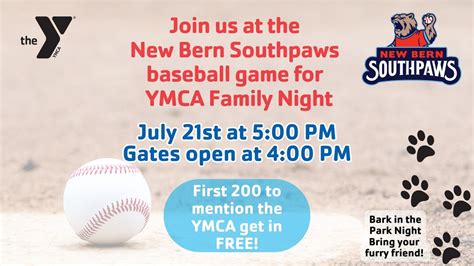 YMCA Family Night at New Bern Southpaws , Kafer Park, New Bern, 21 July ...