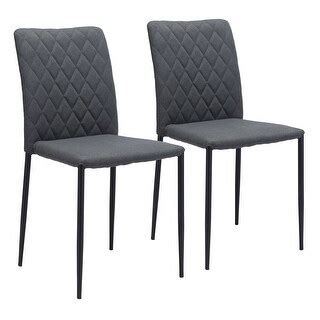 Set of Two Dark Gray Diamond Weave Dining Chairs - On Sale - Bed Bath ...