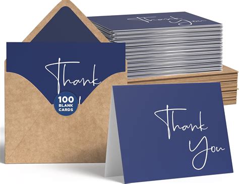 VNS Creations Thank You Cards With Envelopes Bulk Set & Stickers - 100 ...