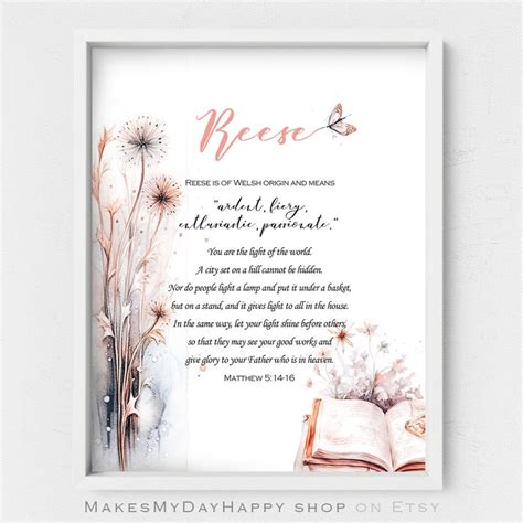 Reese Name Wall Art,orange Butterfly Decor,blush Orange Dandelion,welsh ...