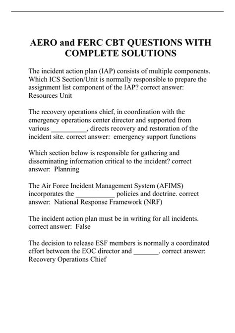 AERO and FERC CBT QUESTIONS WITH COMPLETE SOLUTIONS - AERO and FERC CBT ...