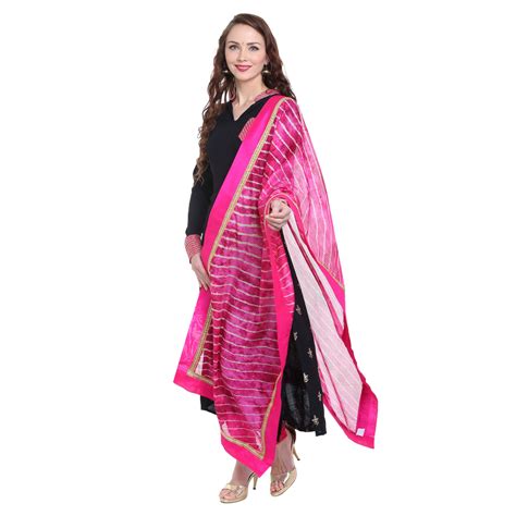 Pink Kota Doria Leheria Dupatta Dupatta Bazaar
