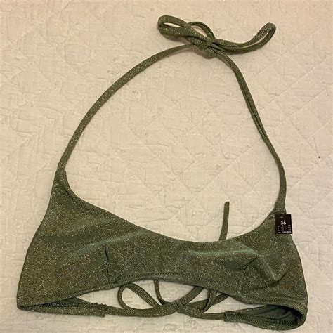 Sparkly olive green bikini set from Etam Tried on... - Depop