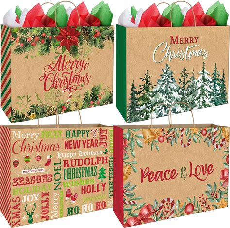 Amazon.com: Zachely 12 Extra Large Christmas Gift Bags with 12 Tissue ...