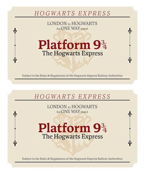 Hogwarts Express Ticket Printable - Printable Templates