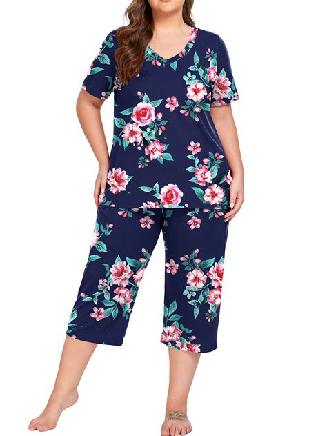 Cueply Women Plus Size Pajamas Set Short Sleeve Pjs Sleepwear ...
