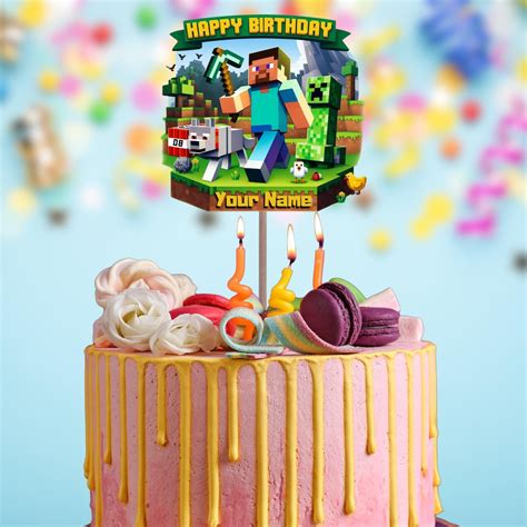 Buy Editable Minecraft Birthday Cake Topper, Printable Minecraft Game ...