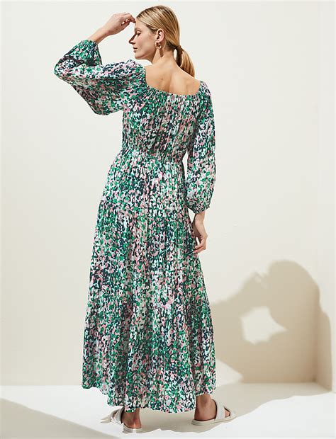 Buy Printed Bardot Midaxi Dress at Marks & Spencer