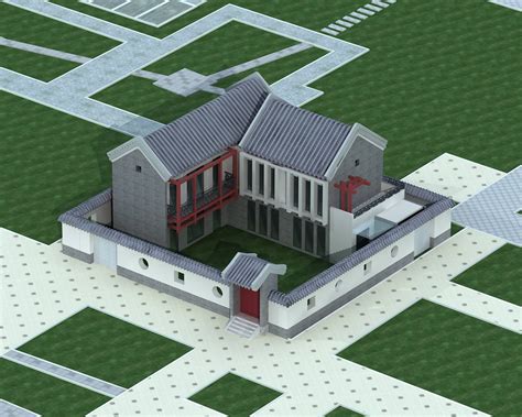 现代中式独栋小别墅su模型下载-光辉城市