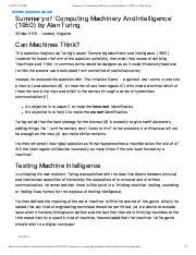 Image result for Computing Machinery and Intelligence Summary