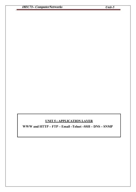 CN Notes-M5 - dt29-12-2021 - Unit- UNIT 5 : APPLICATION LAYER WWW and ...