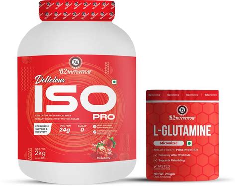 B2 Nutrition ISO Pro-1Kg & Glutamine Combo Pack Whey Protein Price in ...