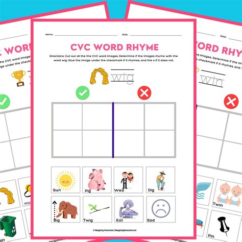 Rhyming CVC Words Worksheets, Rhyming Activities for Kindergarten or ...