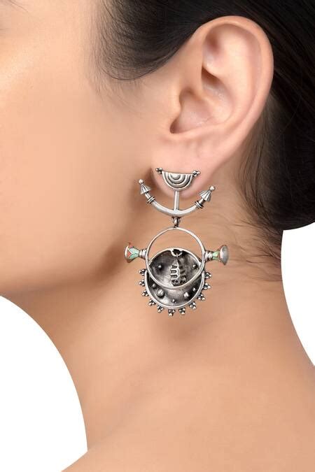 Buy Silver Plated Enamel Lotus Chakra Earrings by Tribe Amrapali Online ...