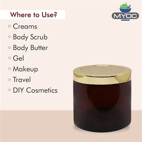 Shoprythm Cosmetic Jar MYOC Amber San Jars with Golden Cap & Inner lid ...