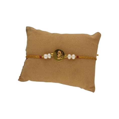 Sri Jagdamba Pearls 22KT 1 Gram Hanuman Gold Rakhi with Fresh Water ...