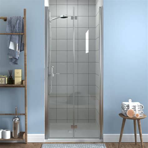 ExBrite 32-33.5 in.W x 72 in.H Bifold Frameless Glass Shower Door ...