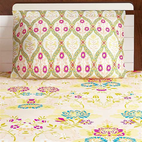 Bombay Dyeing Peach Colorful Floral 120 TC Cotton Double 1 Bedsheet ...