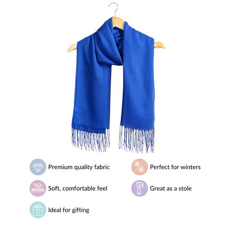 Soft Woollen Scarf With Fringes Blue Online - Premium Scarf | Nestasia