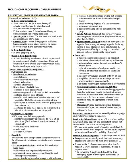 Florida Civil Procedure Outline - Etsy