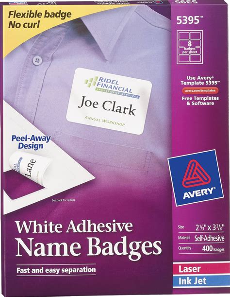 Avery Name Badge Template 5395 Avery White Adhesive Name Badges 5395 ...