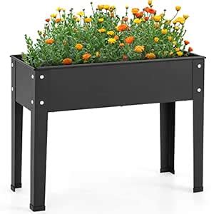 Giantex Raised Garden Bed, Metal Planter Box with Legs, Drain Hole ...