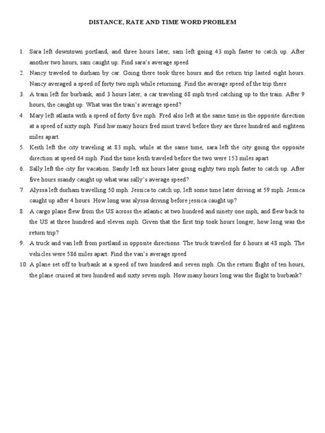 Image result for Distance Rate Time Word Problems