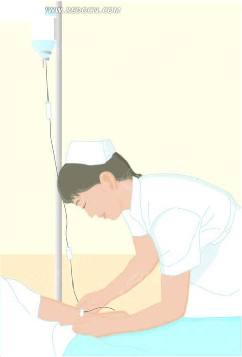 为病人输液的护士矢量图EPS素材免费下载_红动中国
