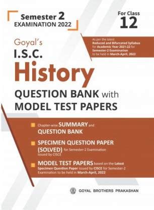 ISC History Class 12 Question Bank with Model Test Papers (Sample Paper ...