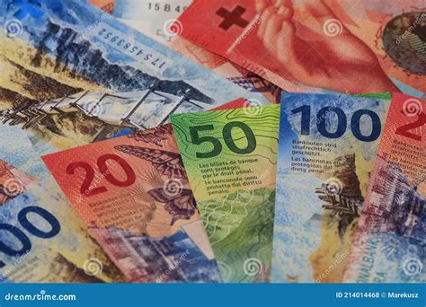 Group of Different Swiss Franc Banknotes Stock Photo - Image of ...