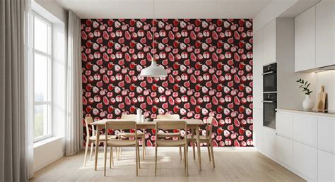 Ruby Harvest Retro Summer Fruits Wallpaper Design