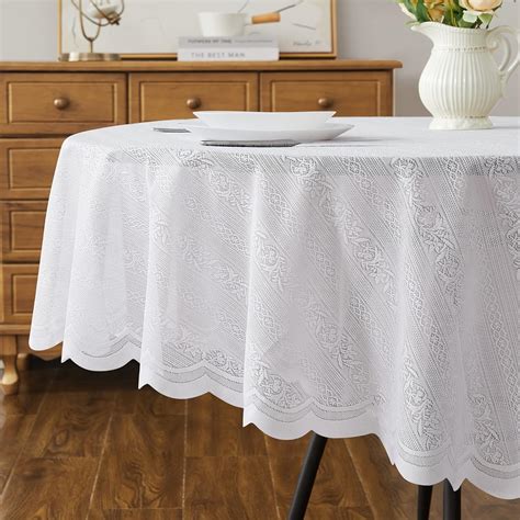 Warm Home Designs Lace Round Tablecloth. White Round Table Cloth for ...