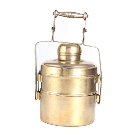 Handcrafted Brass Tiffin Box with Two Compartments