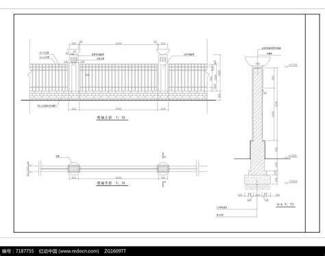 小区围墙设计方案CAD图片下载_红动中国