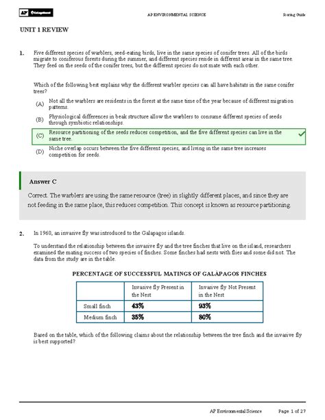 APES Unit 1 Test 1 Review and Answers - Studocu